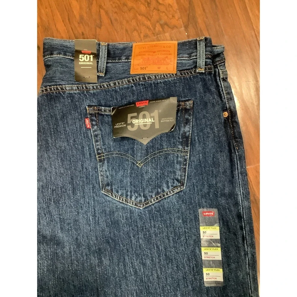 Levi's Premium 501 Big E Straight Leg  Blue Jeans Men's size 50x30 NEW